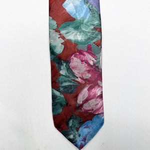 Robert Alan Men's Necktie 3 ¾” Hawaiian Print Flowers Made in USA
